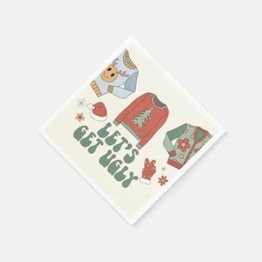 Retro-kerstfeest Ugly Sweater Party Servet (Hoek)