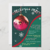 Retro Kerstfeest uitnodiging Groen en rood (Voorkant)