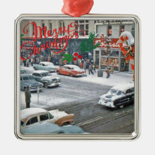 Retro kerstfeestay Magnet Metalen Ornament