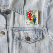  retro-kerstfeestbommen vierkante button 5,1 cm (In situ)