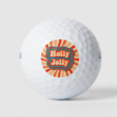 Retro kerstFeestdagen Holly Jolly Typografie Golfballen (Voorkant)