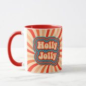Retro kerstFeestdagen Holly Jolly Typografie Mok (Links)