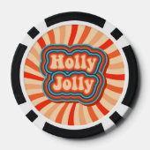 Retro kerstFeestdagen Holly Jolly Typografie Poker Chips (Achterkant)