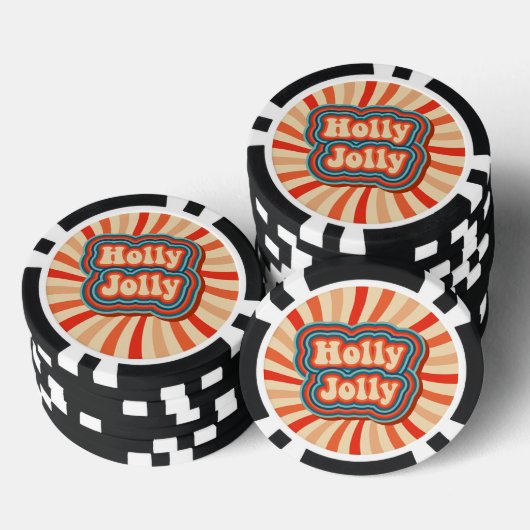 Retro kerstFeestdagen Holly Jolly Typografie Poker Chips (Opstapeling)