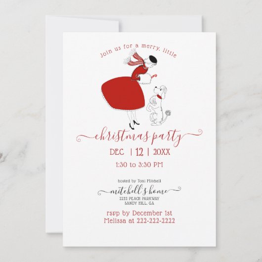 Retro-kerstfeestuitnodiging Kaart (Achterkant)