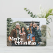 Retro kerstfotokaart feestdagenkaart (Staand voorkant)