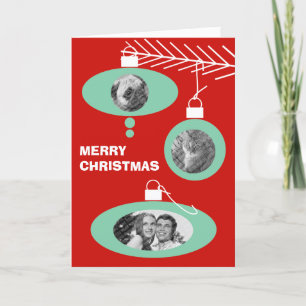 Retro-kerstfotokaart - Retro-versieringen Feestdagen Kaart