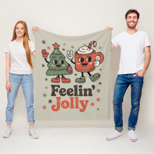 Retro Kerstgevoel Jolly Vintage Vakantie  Fleece Deken
