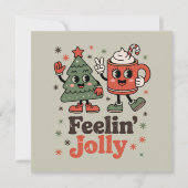 Retro kerstgevoel vrolijk  vakantie kaart (Voorkant)