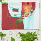  Retro-kerstgroene rode feestdag Theedoek (Gevouwen)