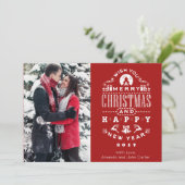  RETRO Kerstgroeten Verticale foto Feestdagenkaart (Staand voorkant)