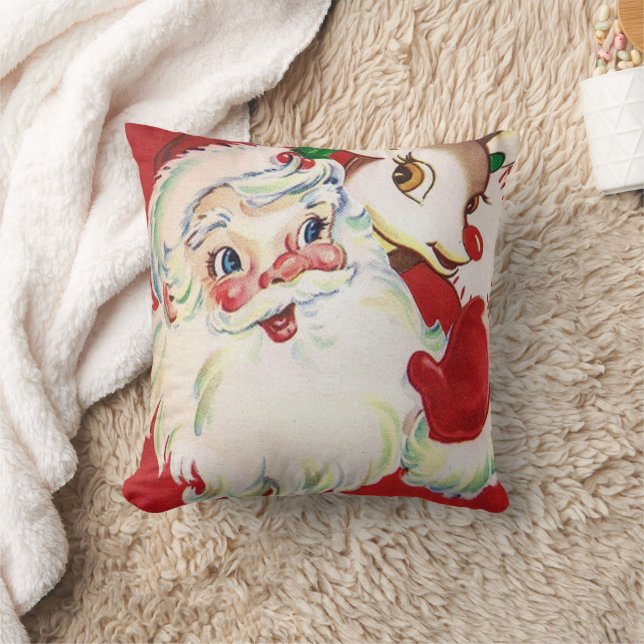  retro Kerstherder-kerstagekussens Kussen (Deken)