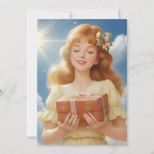 Retro kerstillustratie feestdagenkaart (Voorkant)