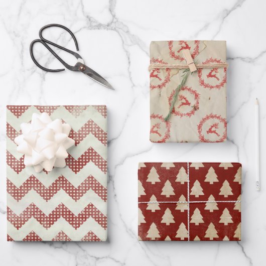 retro kerstinpakpapier inpakpapier vel (Voorkant)