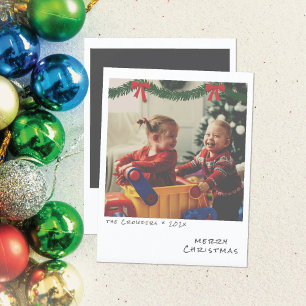 Retro Kerstkaart - Groene & Rode Garland