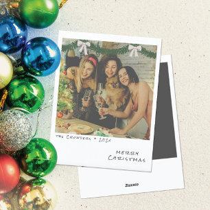 Retro Kerstkaart - Groene & Witte Garland