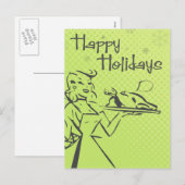 Retro kerstkaart - Lime Feestdagenkaart (Voorkant / Achterkant)