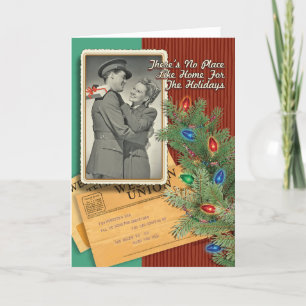Retro Kerstkaarten van romantisch stel uit de jare Feestdagen Kaart
