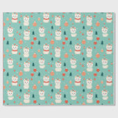 Retro Kerstkat Kerstvakantie  Cadeaupapier (Vlak)