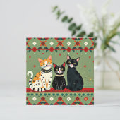 Retro Kerstkatten Feestdagenkaart (Staand voorkant)