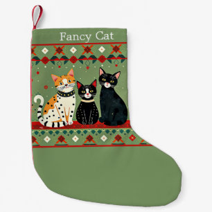 Retro Kerstkatten gepersonaliseerd Kleine Kerstsok