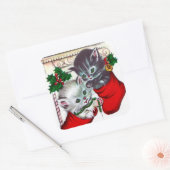  retro kerstkatten Holiday sticker (Envelop)