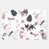 Retro Kerstkatten Inpakpapier Vel (Voorkant)