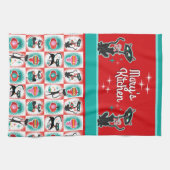 Retro Kerstkatten -  Theedoek (Horizontaal)