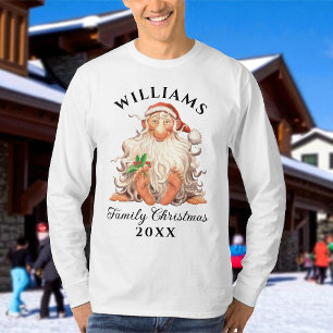 Retro kerstkerst met naam en jaar t-shirt