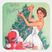  retro kerstkerstkerstman sticker (Voorkant)