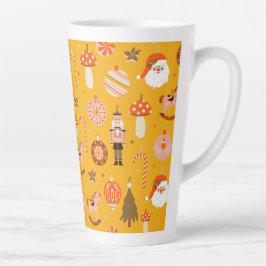 Retro kerstkerststaarten patroon latte mok