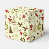 Retro kerstketch naadloos patroon bedankdoosjes (Achterkant)