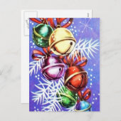 Retro Kerstklokken Vakantie briefkaart (Voorkant / Achterkant)