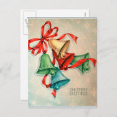  retro kerstklokken Vakantie briefkaart (Voorkant / Achterkant)