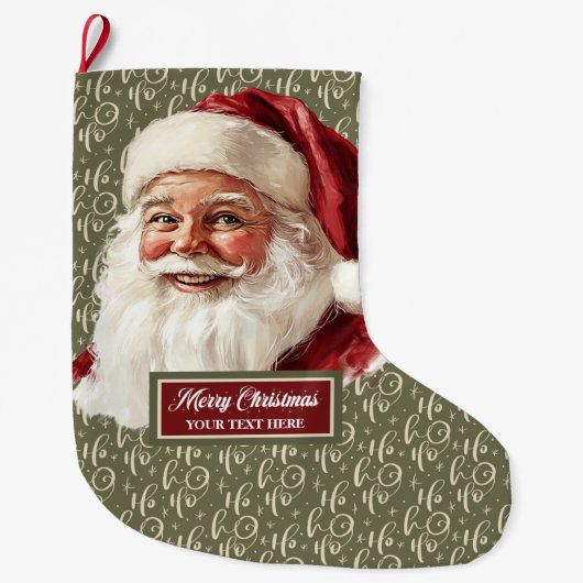 Retro kerstkous met ouderwetse kerstman grote kerstsok (Voorkant)