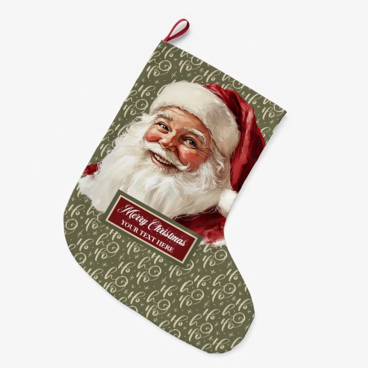 Retro kerstkous met ouderwetse kerstman grote kerstsok (Voorkant (Hangend))