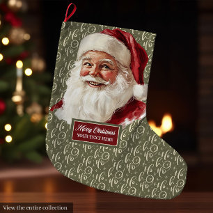 Retro kerstkous met ouderwetse kerstman grote kerstsok