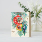 Retro kerstlamp voeg berichtkaart toe feestdagenkaart (Staand voorkant)