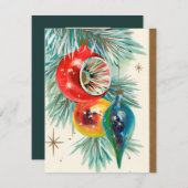 Retro kerstlamp voeg berichtkaart toe feestdagenkaart (Voorkant / Achterkant)