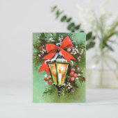  retro kerstlicht Vakantie briefkaart (Staand voorkant)