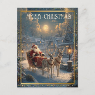 Retro Kerstman Aangepast Adres Foto Klassieke Kers Feestdagenkaart