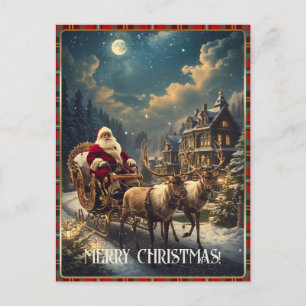 Retro Kerstman Aangepaste Foto Adres Klassieke Ker Feestdagenkaart