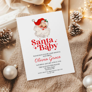 Retro Kerstman Baby Vakantiebaby Shower Kaart