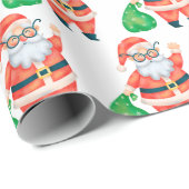 Retro  kerstman cadeaupapier (Rol Hoek)