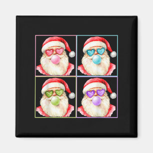Retro Kerstman die Bubble Gum blaast P Art Zonnebr Magneet