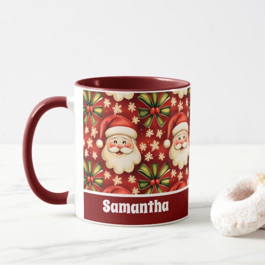 retro kerstman en bogen mok (Met donut)