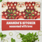  retro kerstman en bogen theedoek (Gevouwen)