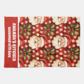  retro kerstman en bogen theedoek (Horizontaal)