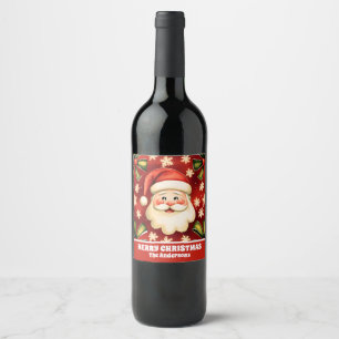 retro kerstman en bogen wijn etiket