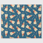  Retro kerstman en snoepriet Cadeaupapier (Vlak)